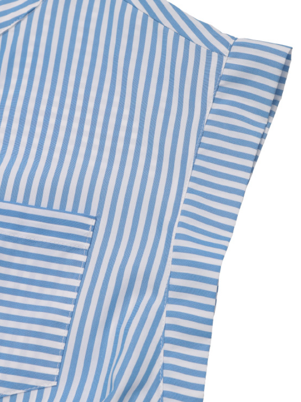 Women Striped V Neck Sleeveless Casual Summer Cotton Jumpsuit
