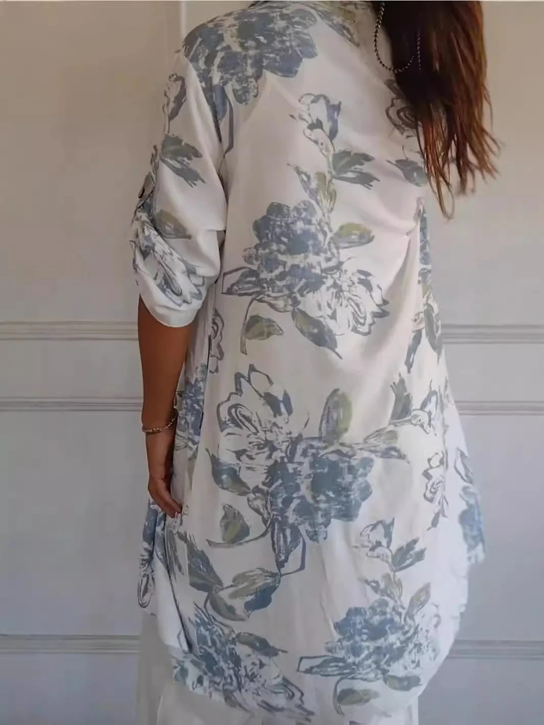 Women Floral Half Sleeve Summer Printing Dress Stand Collar Daily Vintage Midi Tank A-Line Dress