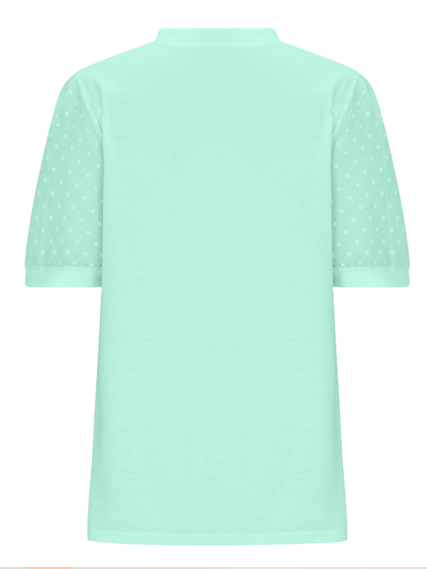 Women Polka Dots Short Sleeve Tee T-shirt V Neck Jacquard Casual Summer Top