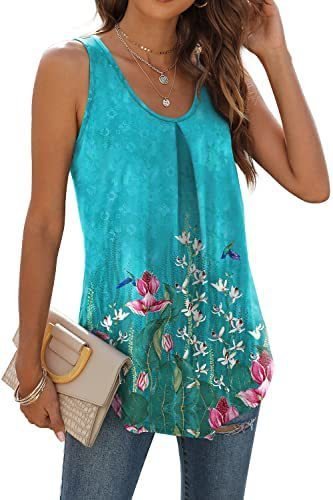 Women Sleeveless Tank Top Camisole Summer Plain Ruched Crew Neck Daily Sports Top