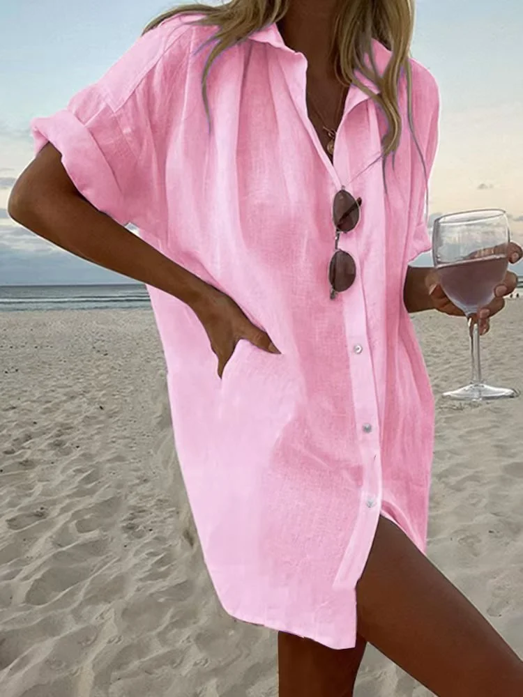 Women Plain Long Sleeve Shirt Spring/Fall Split Joint Stand Collar Daily Casual Top