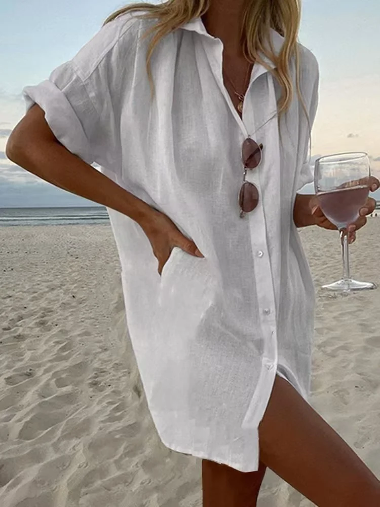 Women Plain Long Sleeve Shirt Spring/Fall Split Joint Stand Collar Daily Casual Top