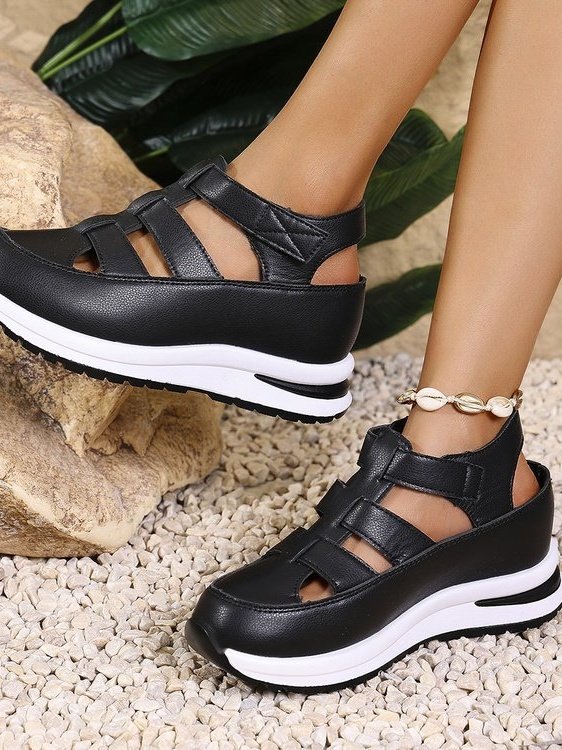 Casual Woven Hollow Thick-soled Wedge Heels Cross-border Summer Casual Sandals