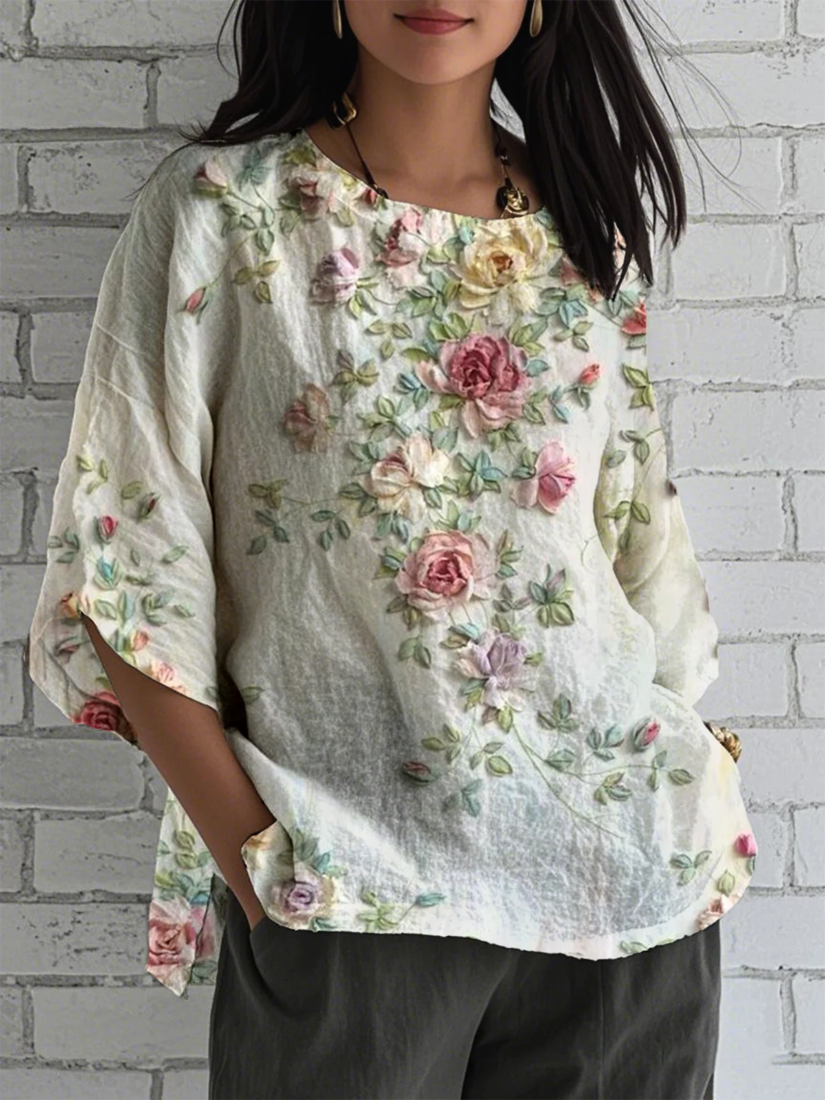 Women's Half Sleeve Tee T-shirt Summer 3D Printing Crew Neck Vintage Top