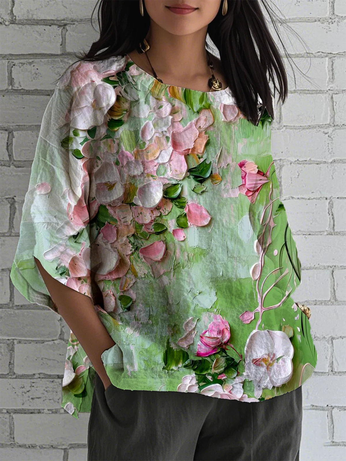 Women's Half Sleeve Tee T-shirt Summer 3D Printing Crew Neck Vintage Top