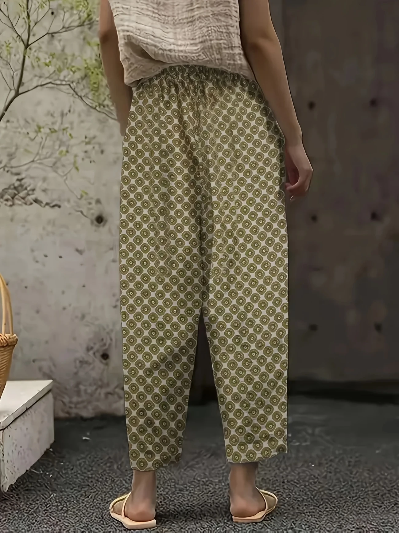 Women Geometric Long Pants Casual Spring/Fall Trousers