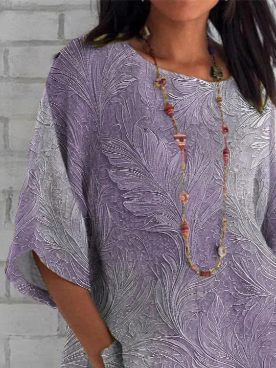 Women Floral Half Sleeve Tee T-shirt Crew Neck Casual Summer Top