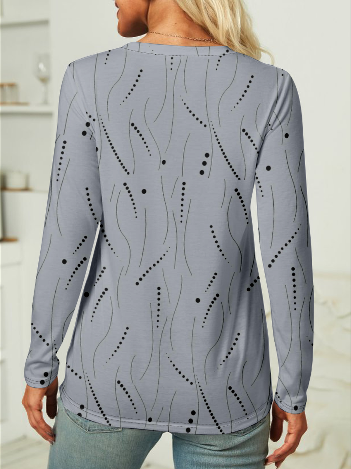 Women Striped Long Sleeve Tee T-shirt Crew Neck Casual Spring/Fall Top
