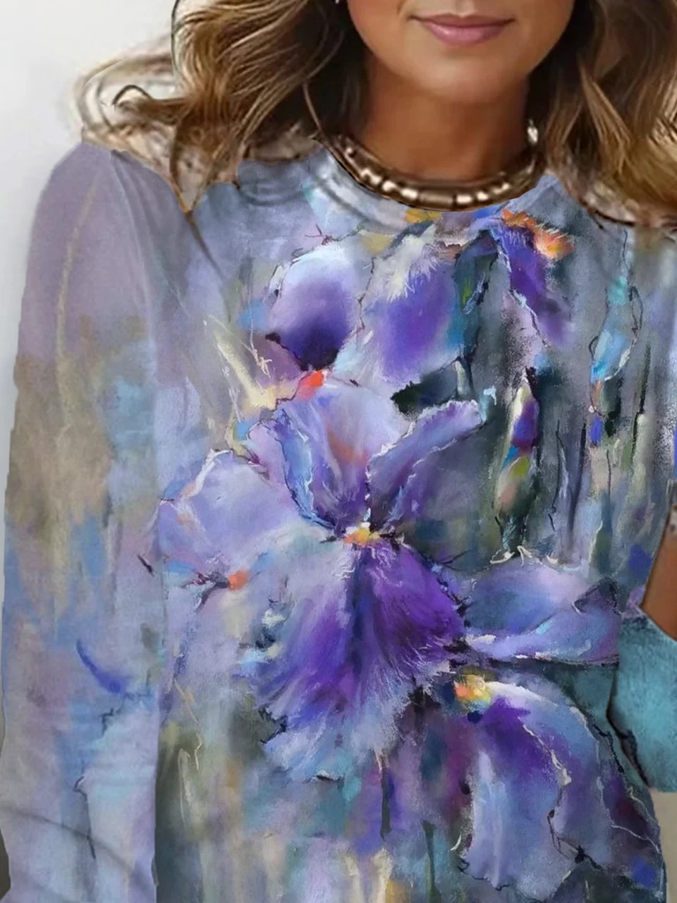 Women Floral Long Sleeve Tee T-shirt Crew Neck Printing Casual Spring/Fall Graphic Tee Top