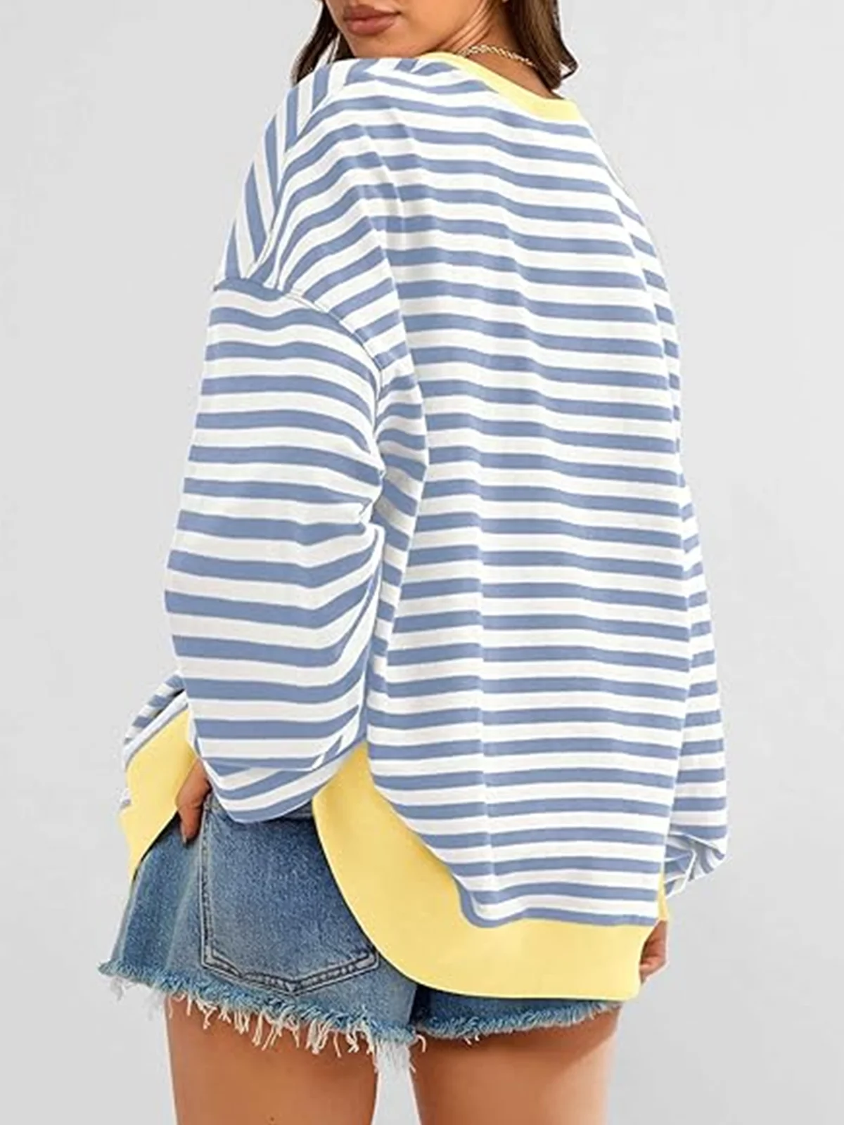 Women Striped Spring/Fall Long Sleeve Casual Daily Hoodie