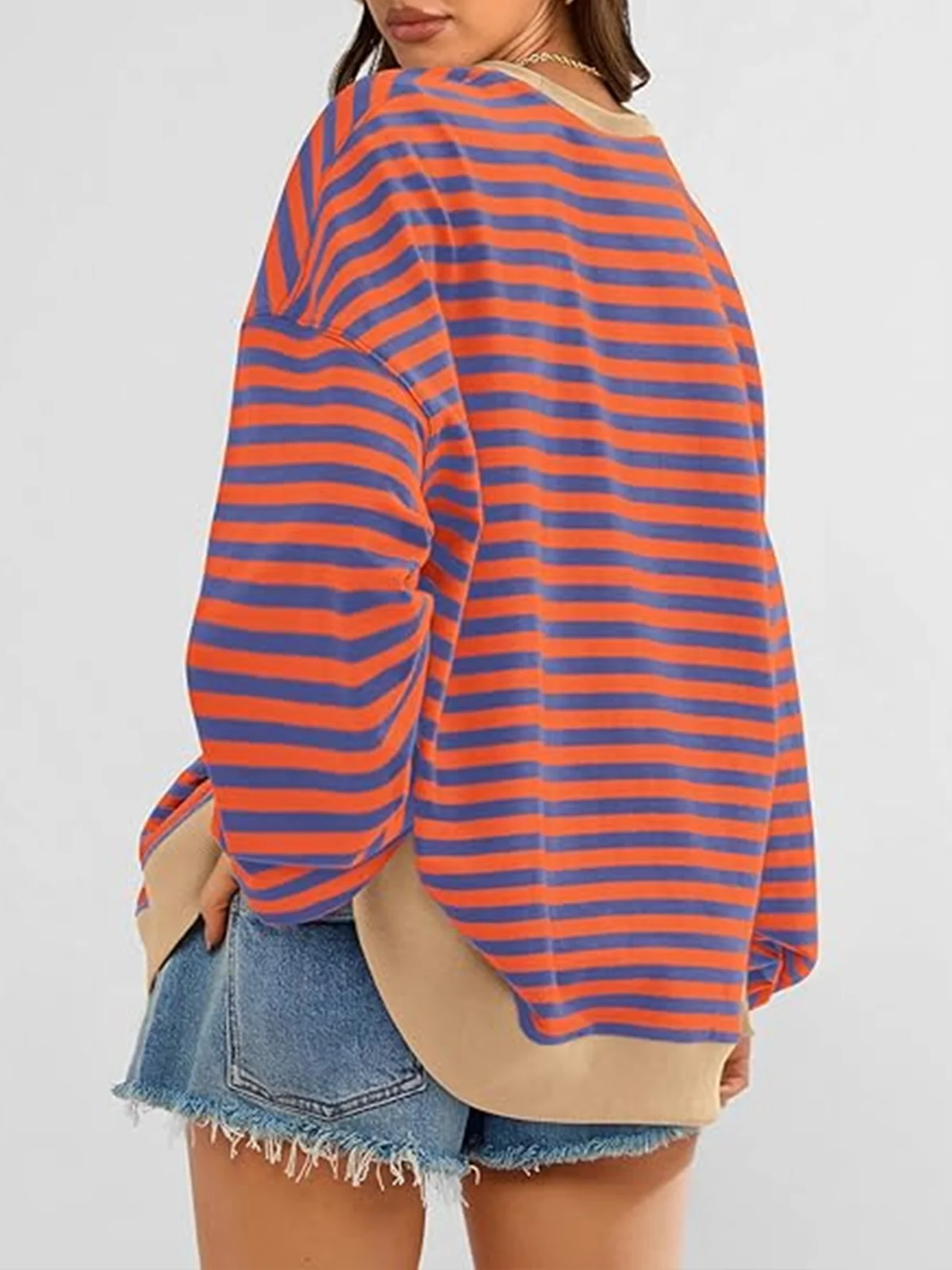 Women Striped Spring/Fall Long Sleeve Casual Daily Hoodie