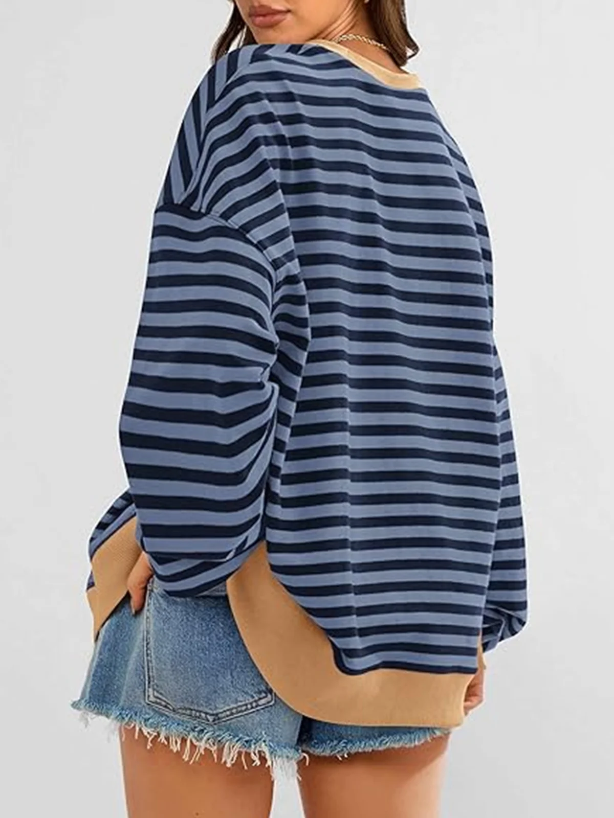Women Striped Spring/Fall Long Sleeve Casual Daily Hoodie