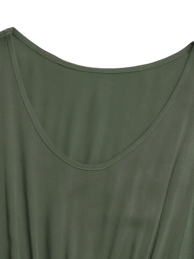 Women Plain Sleeveless Summer Split Joint Dress V Neck Daily Vintage Maxi Tank A-Line Dress