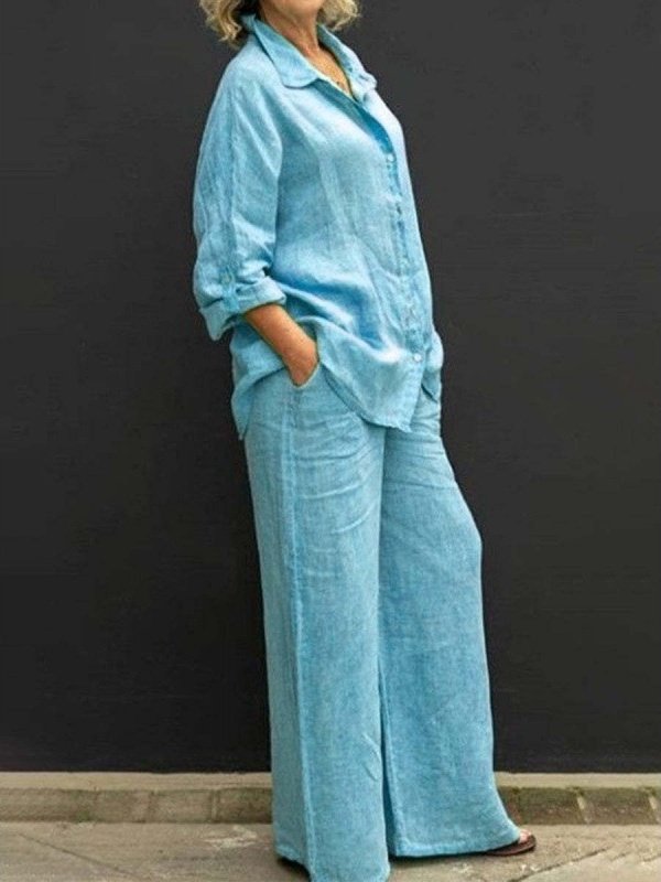 Women Plain Adjustable Strap Two-Piece Set Daily Long Sleeve Casual Spring/Fall Top With Pants Matching Set