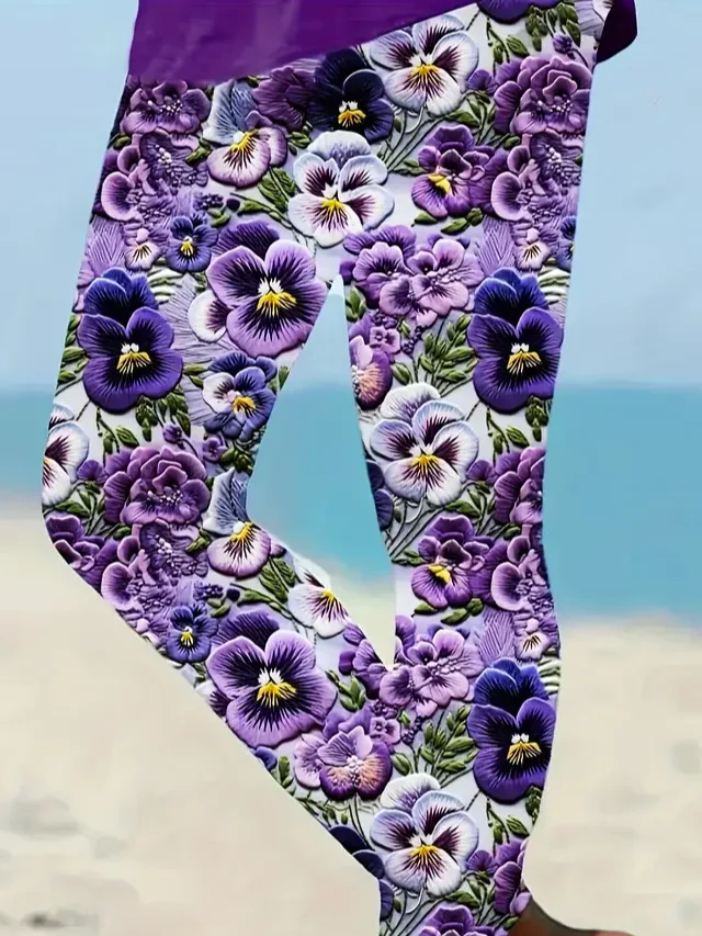 Women Floral Casual All Season Printing Long Leggings