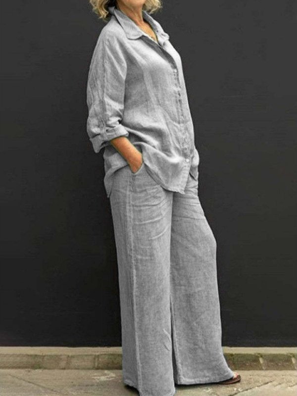 Women Plain Adjustable Strap Two-Piece Set Daily Long Sleeve Casual Spring/Fall Top With Pants Matching Set