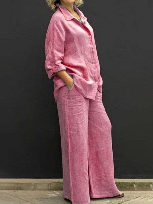 Women Plain Adjustable Strap Two-Piece Set Daily Long Sleeve Casual Spring/Fall Top With Pants Matching Set