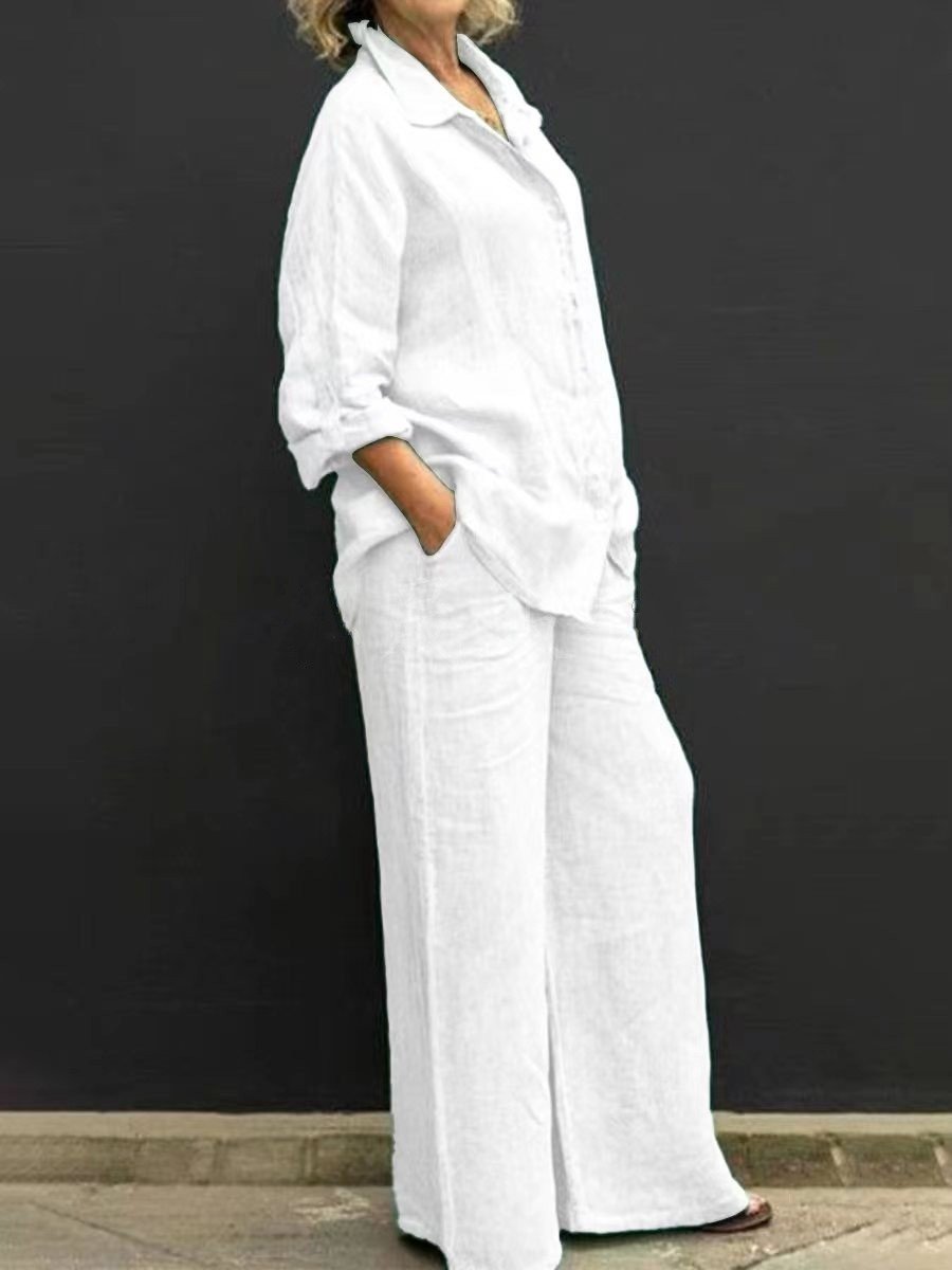 Women Plain Adjustable Strap Two-Piece Set Daily Long Sleeve Casual Spring/Fall Top With Pants Matching Set