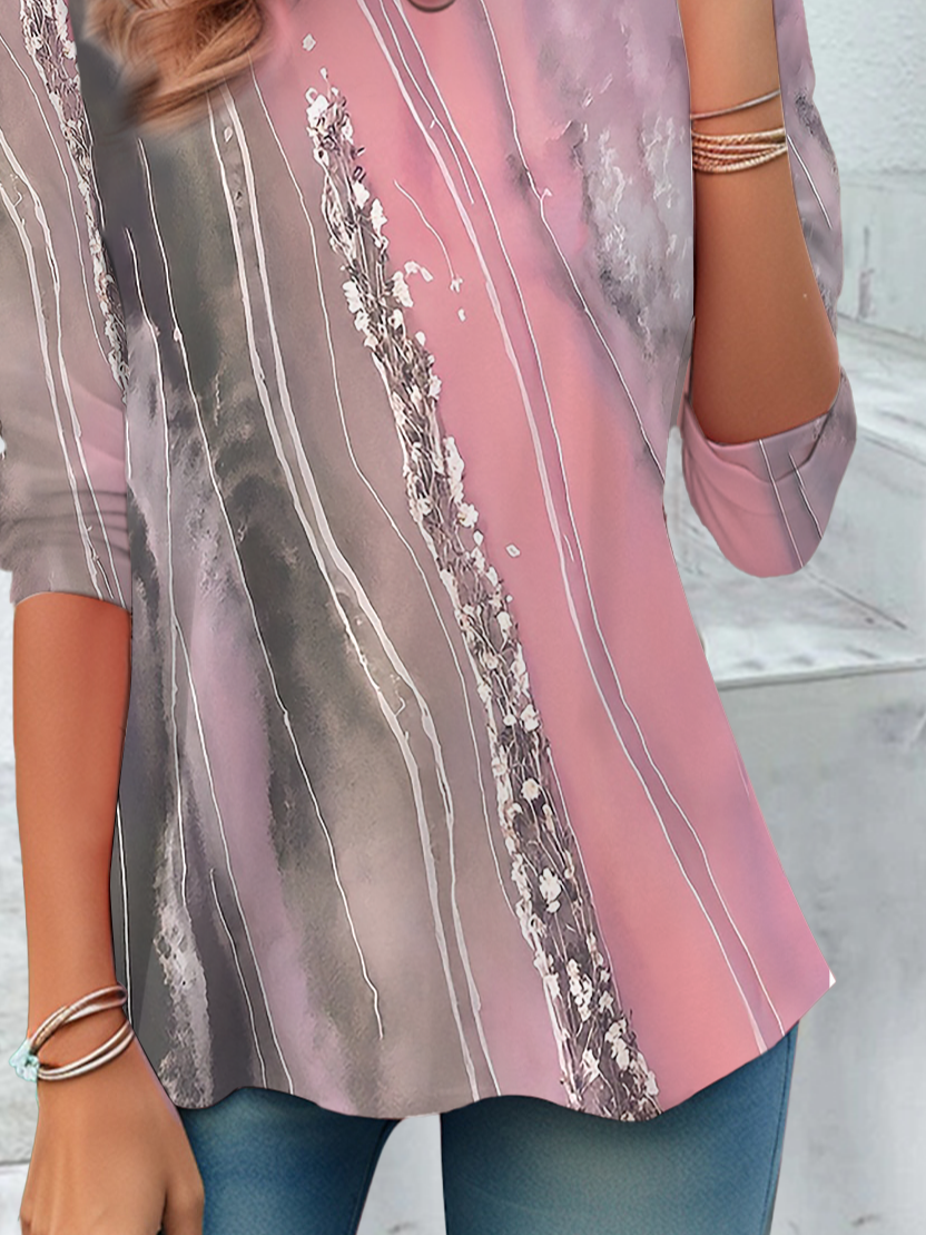 Women Abstract Long Sleeve Tee T-shirt Crew Neck Printing Casual Spring/Fall Tunic Top
