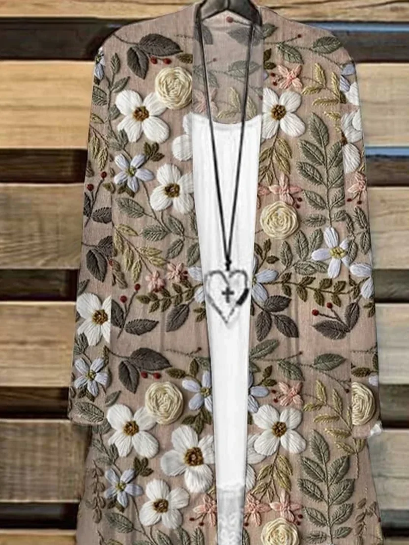Women Floral Spring/Fall Cover-up Casual Lightweight Cardigan