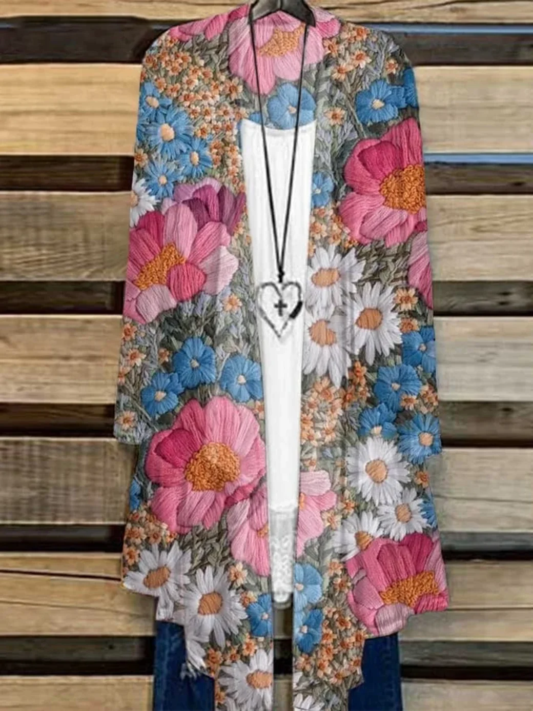 Women Floral Spring/Fall Cover-up Casual Lightweight Cardigan