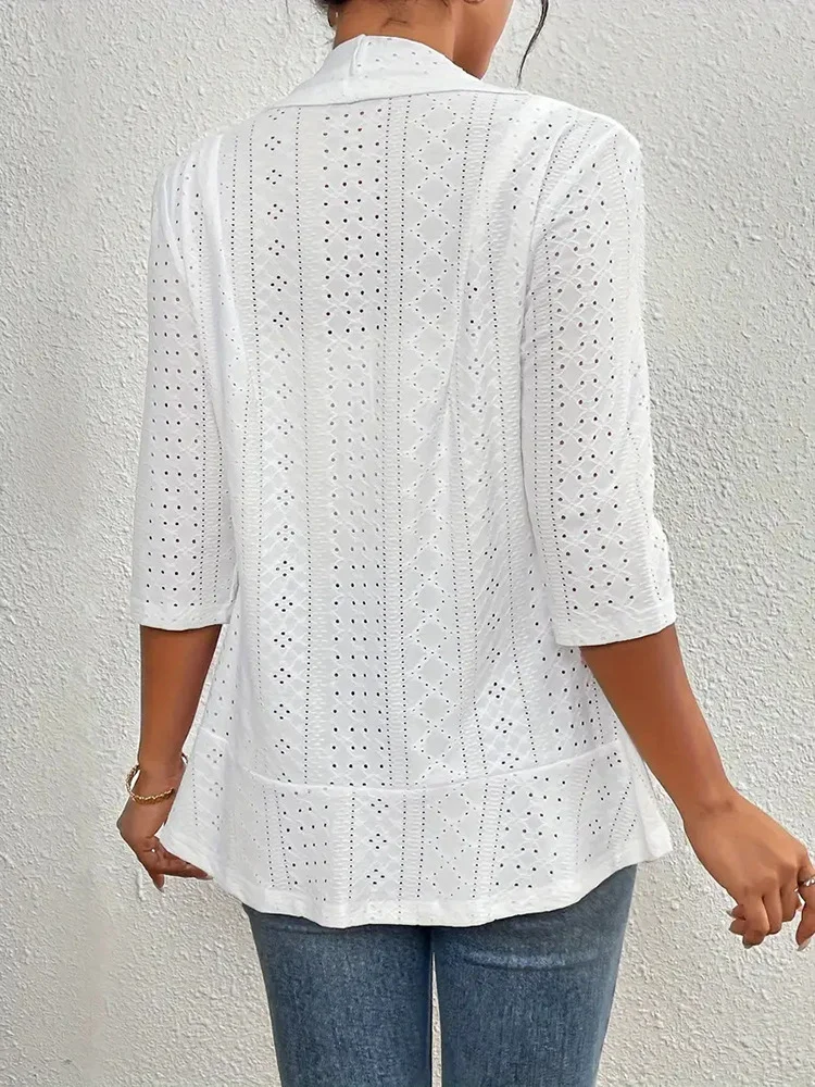 Women Geometric Spring/Fall Cover-up Sexy Jacquard Lightweight Cardigan