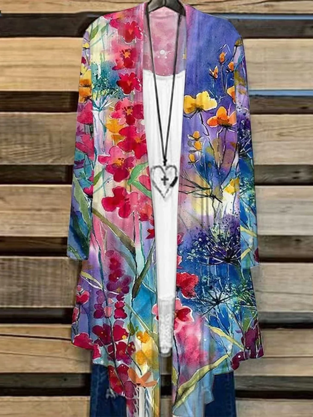 Women Floral Spring/Fall Cover-up Casual Lightweight Cardigan