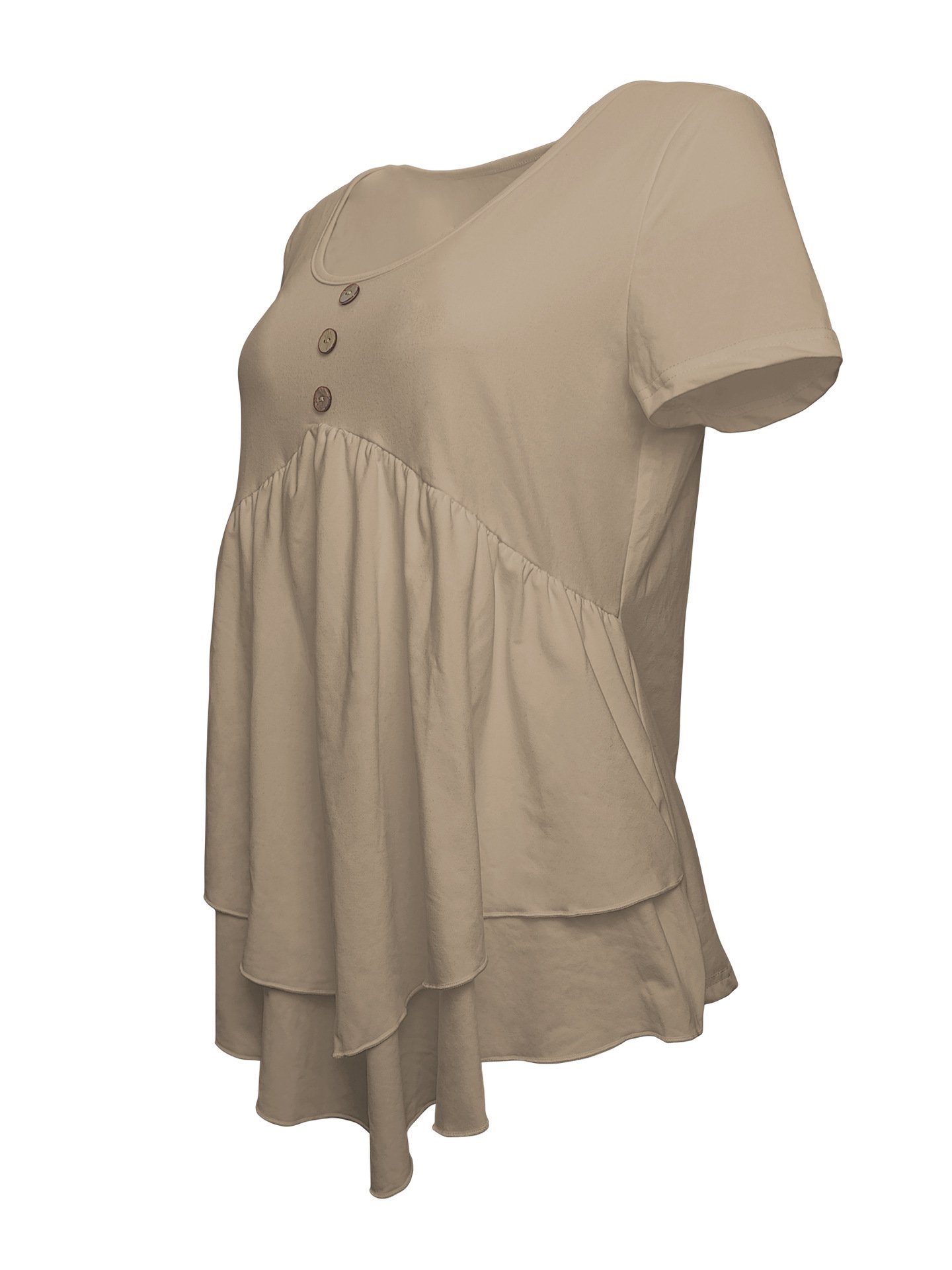Women Plain Short Sleeve Tee T-shirt Crew Neck Casual Summer Top
