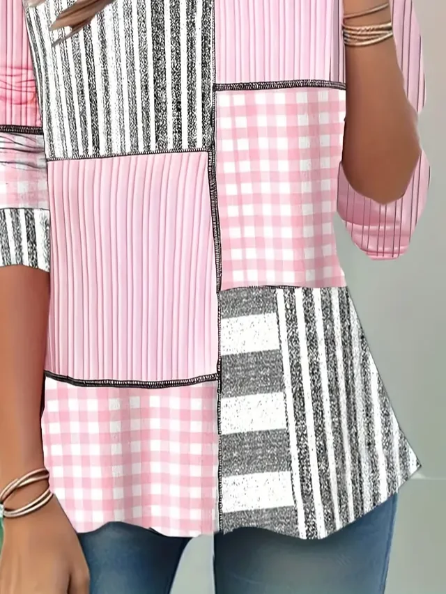 Women Striped Long Sleeve Tee T-shirt Crew Neck Printing Casual Spring/Fall Tunic Top
