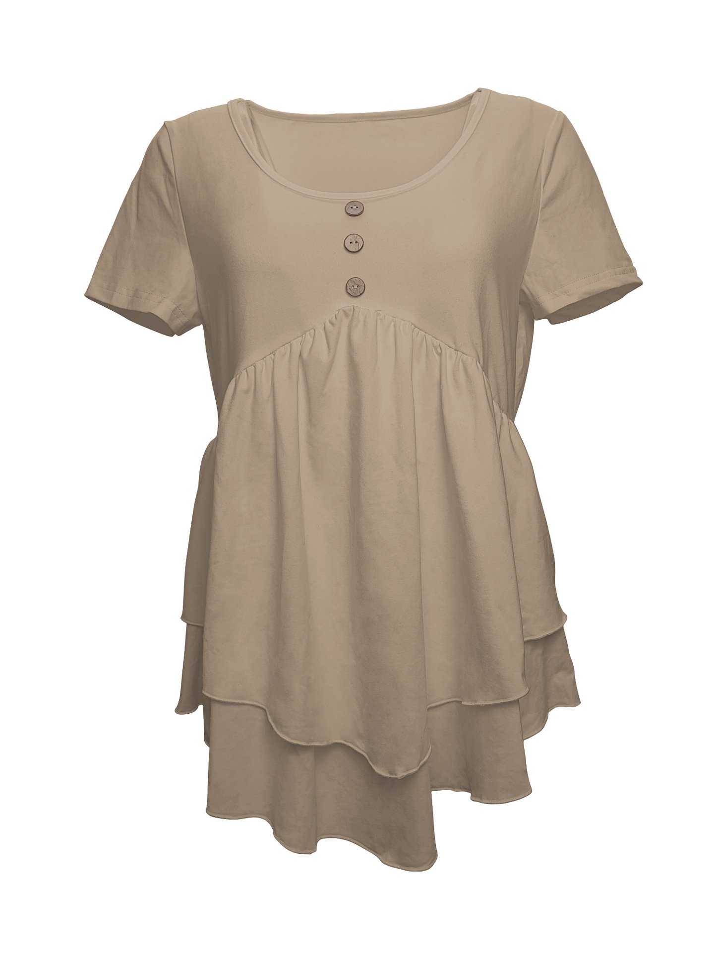 Women Plain Short Sleeve Tee T-shirt Crew Neck Casual Summer Top
