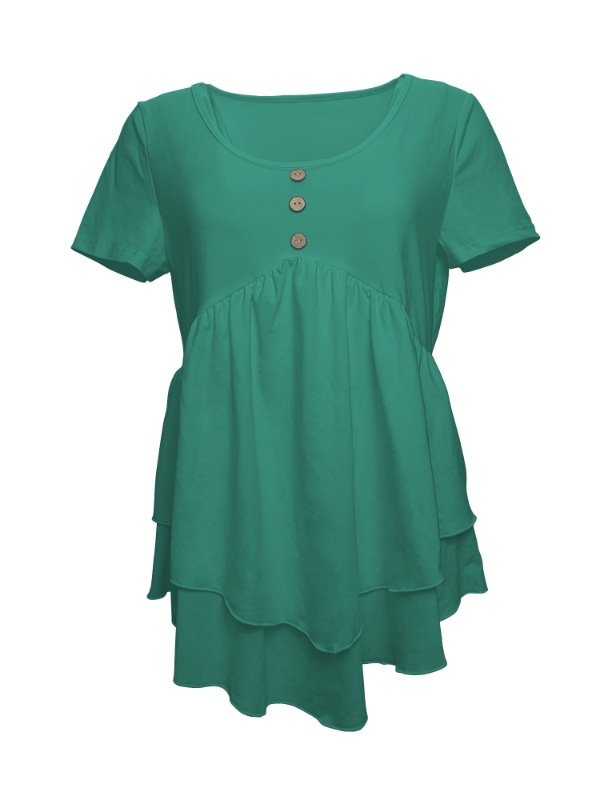 Women Plain Short Sleeve Tee T-shirt Crew Neck Casual Summer Top