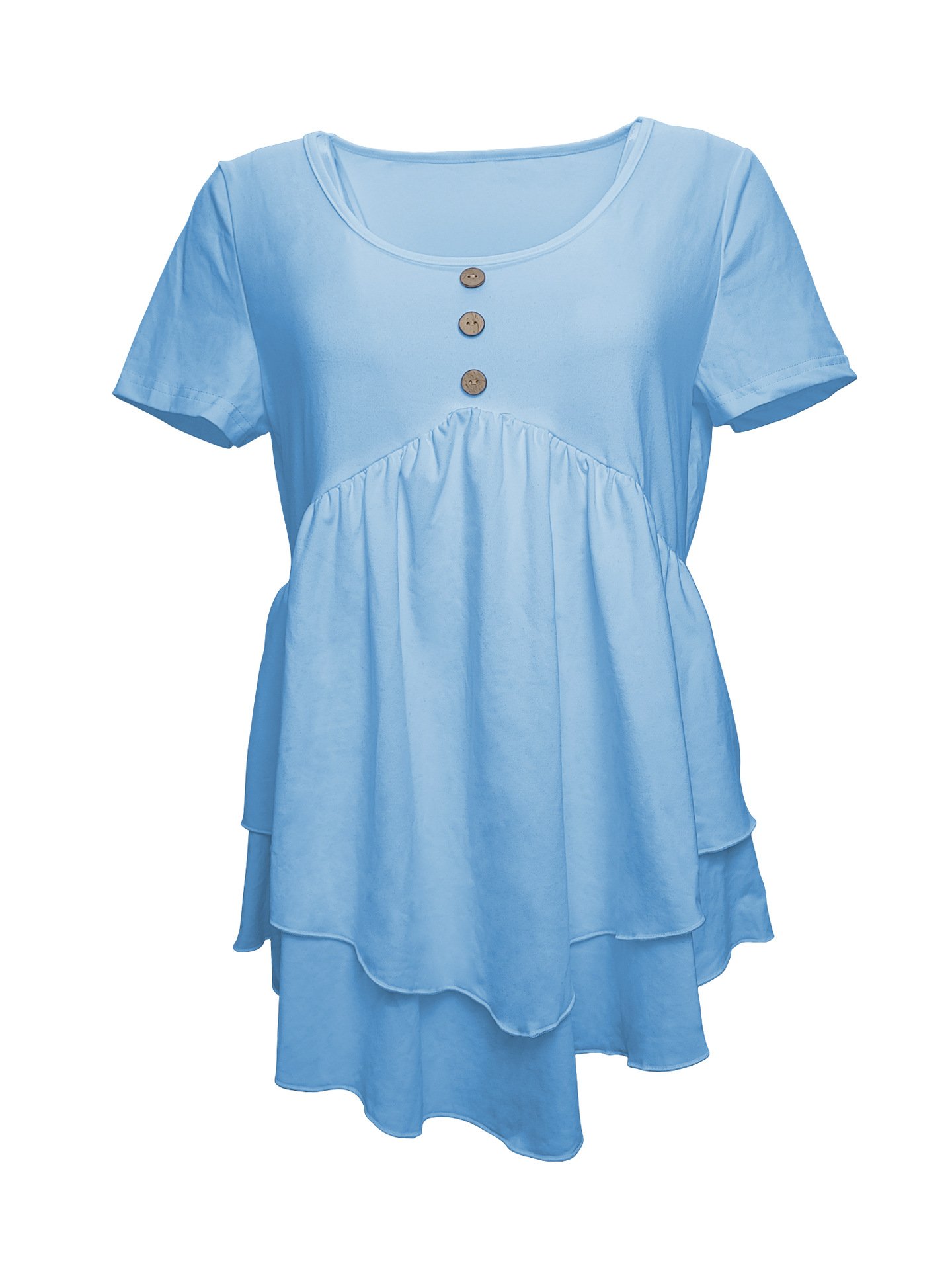 Women Plain Short Sleeve Tee T-shirt Crew Neck Casual Summer Top