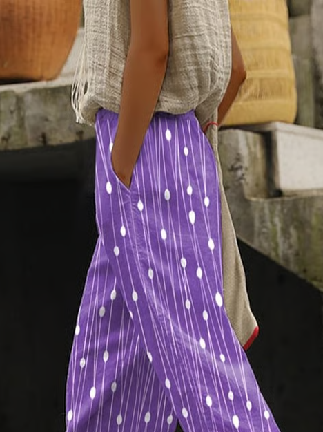 Women Striped Long Pants Casual Spring/Fall Trousers
