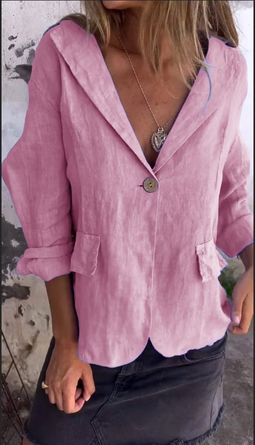 Women Plain Spring/Fall Outerwear Vintage Buckle Long Sleeve Stand Collar Regular Blazer