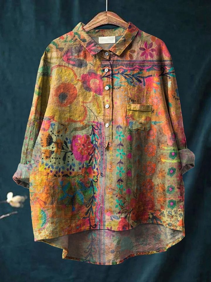 Women Polka Dots Long Sleeve Shirt Spring/Fall Printing Shawl Collar Daily Vintage Top