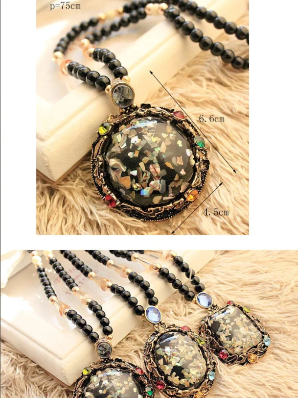 New Color Shell Cat's Eye Stone Long Korean Sweater Chain Accessories Retro Necklace