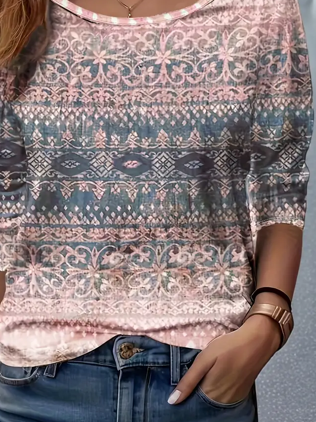 Women Floral Long Sleeve Tee T-shirt Crew Neck Printing Casual Spring/Fall Graphic Tee Top