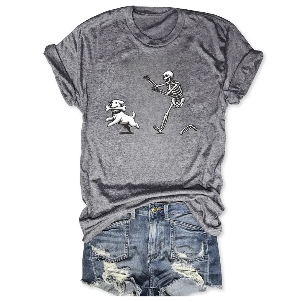 Women Dog Short Sleeve Tee T-shirt Crew Neck Casual Summer Top