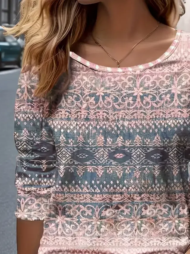 Women Floral Long Sleeve Tee T-shirt Crew Neck Printing Casual Spring/Fall Graphic Tee Top