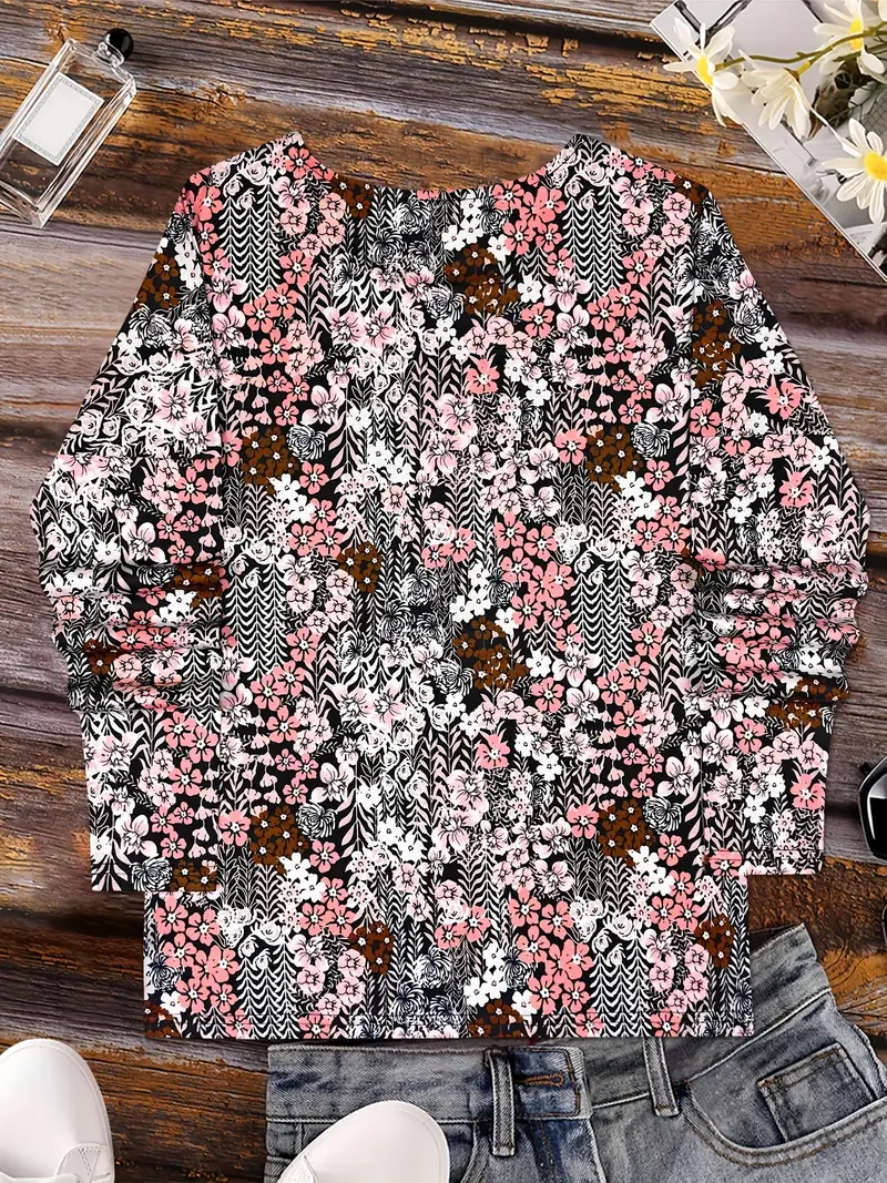 Women Floral Long Sleeve Tee T-shirt Crew Neck Printing Casual Spring/Fall Graphic Tee Top