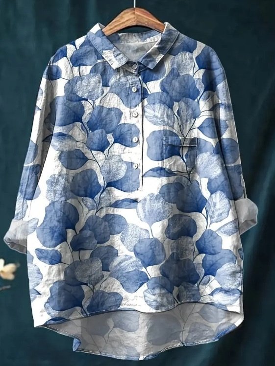 Women Polka Dots Long Sleeve Shirt Spring/Fall Printing Shawl Collar Daily Vintage Top