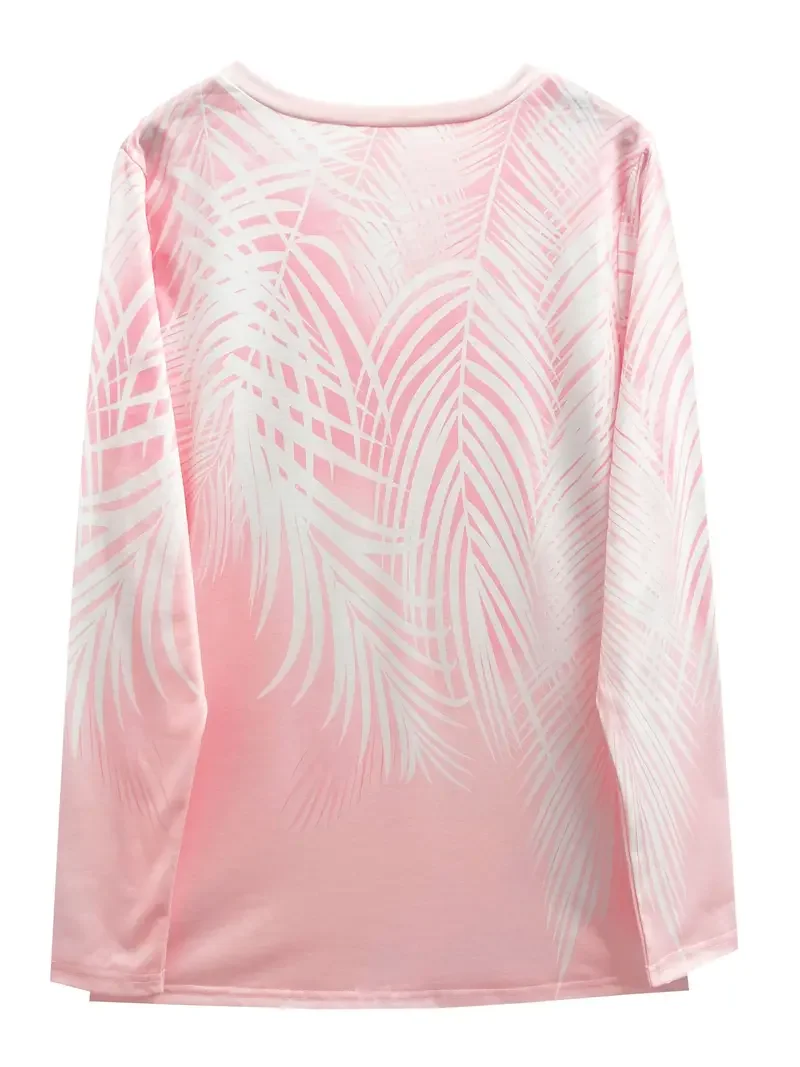 Women Abstract Long Sleeve Tee T-shirt V Neck Printing Casual Spring/Fall Graphic Tee Top