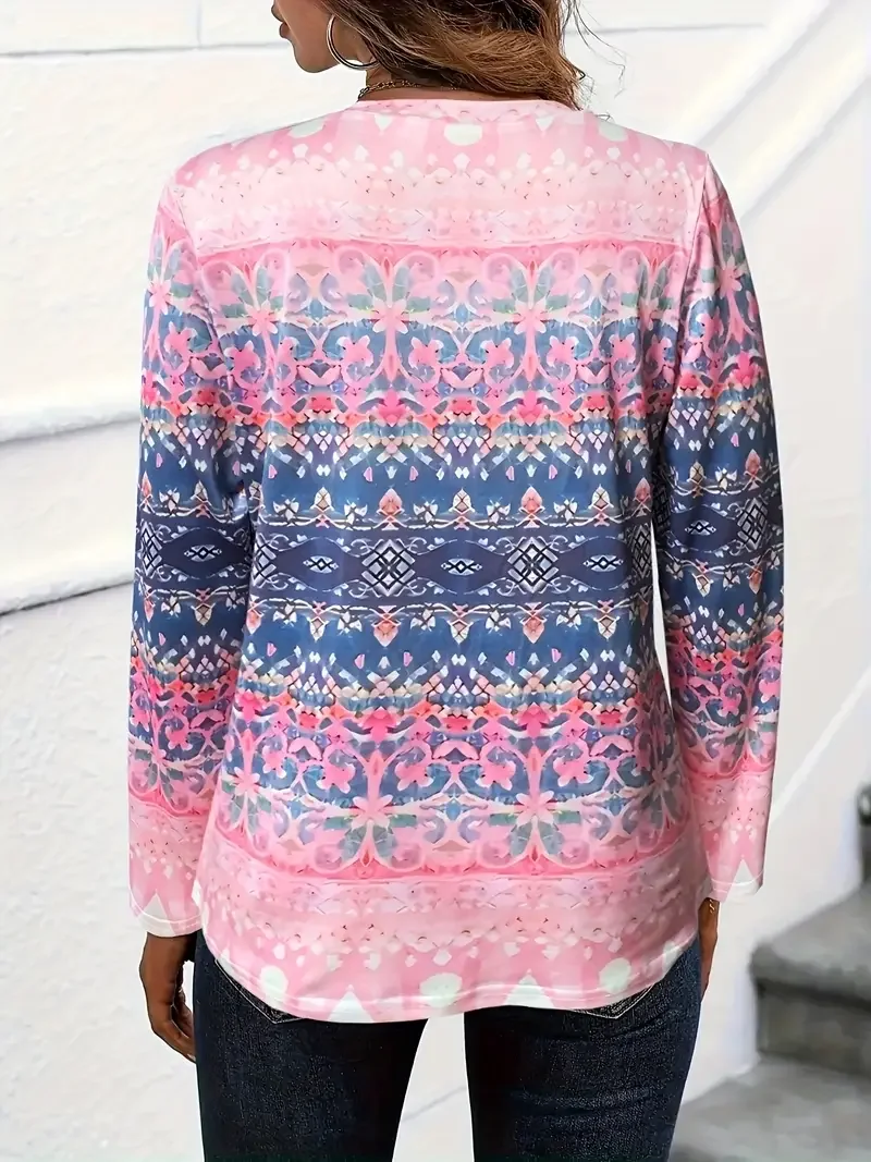 Women Floral Long Sleeve Tee T-shirt Crew Neck Printing Casual Spring/Fall Graphic Tee Top