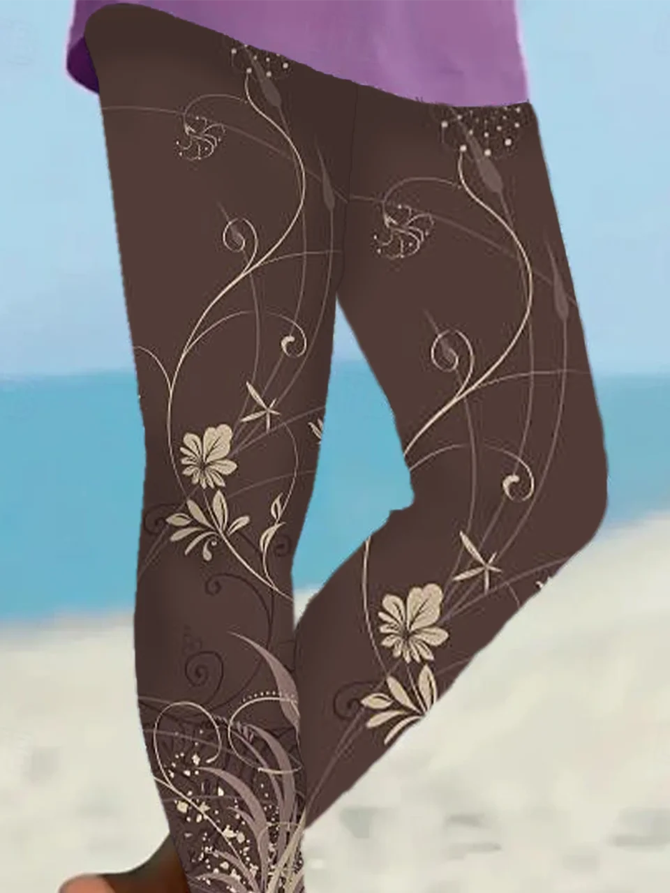 Women Floral Casual All Season Printing Long Leggings