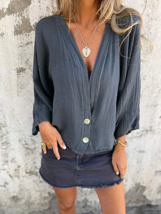 Women Plain Spring/Fall Cover-up Vintage Split Joint Lightweight Cardigan
