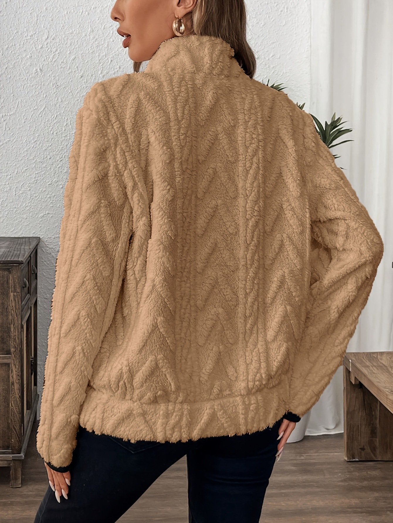 Women Plain V Neck Casual Spring/Fall Long Sleeve Sweatshirt