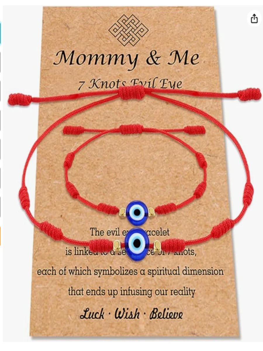 Evil Eye Red Braided Bracelet Family Black Spacer Bead Parent-child Bracelet Evil Eye Braided Bracelet Set