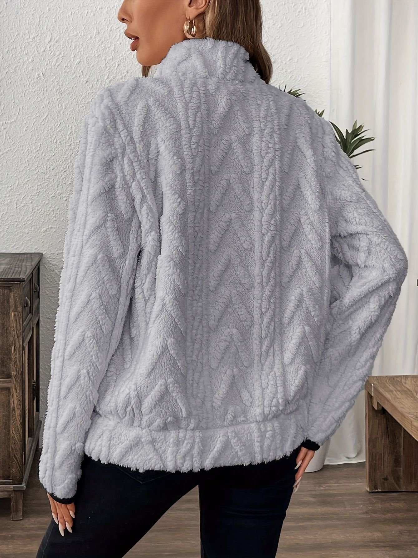 Women Plain V Neck Casual Spring/Fall Long Sleeve Sweatshirt