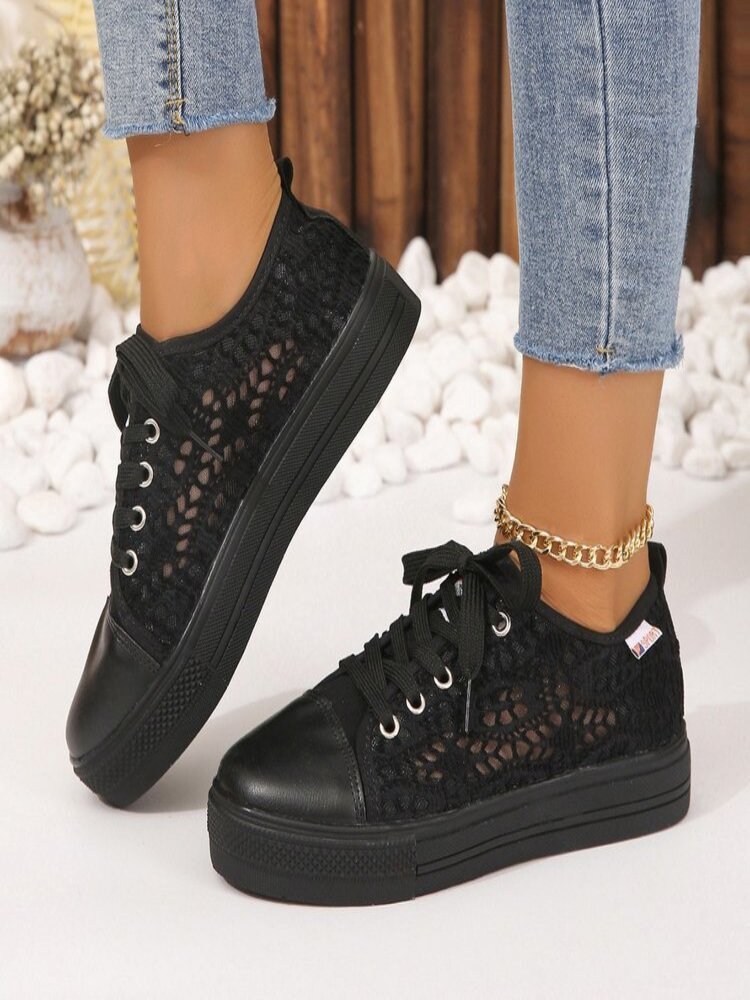 New Hollow Mesh Breathable Platform Thick-soled Casual Shoes