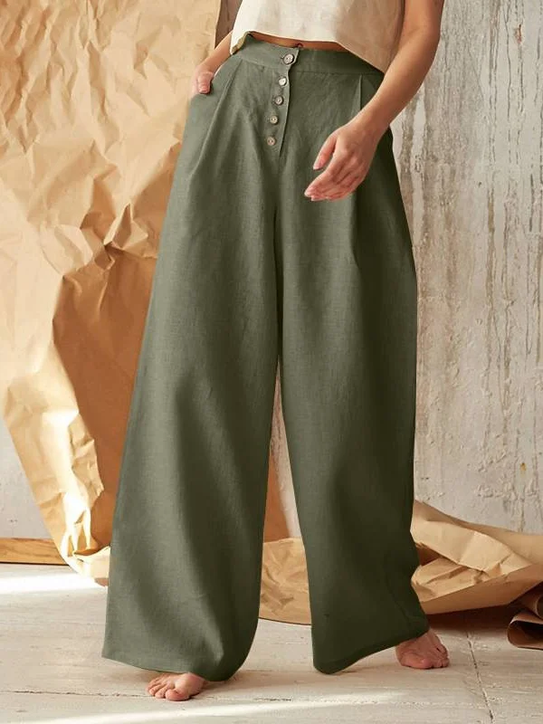 Women Plain Long Elastic Waist Pants Casual Spring/Fall Trousers